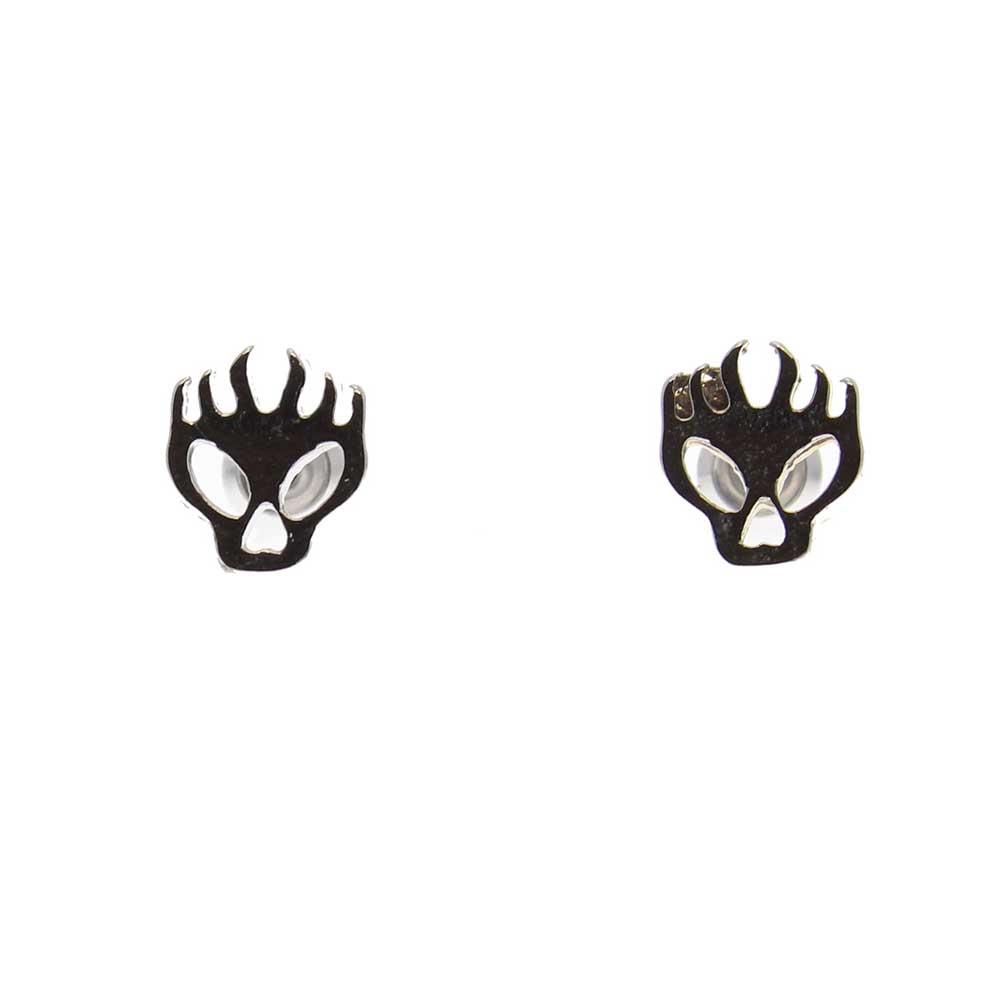 Zac's Alter Ego - Flaming skull Boucles d'oreilles - Couleur argent